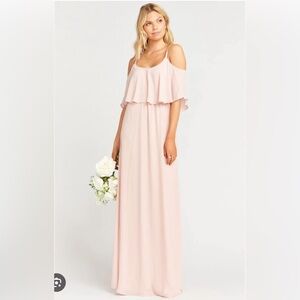 Show Me Your‎ MuMu Caitlin Ruffle Maxi Dress Womens Small Pink Sparkle Chiffon